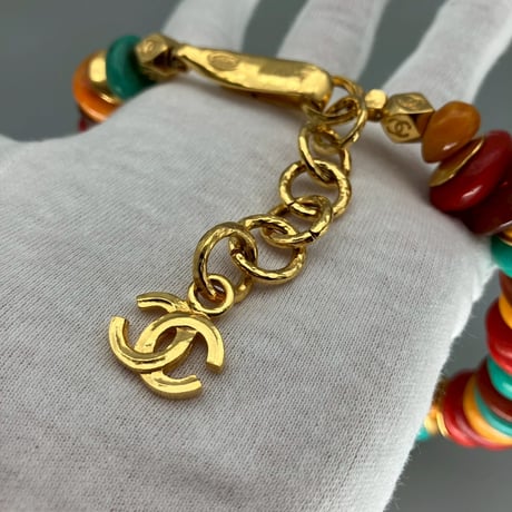 CHANEL (シャネル) ヴィンテージ カラーストーン ココマーク ロゴ ネックレス