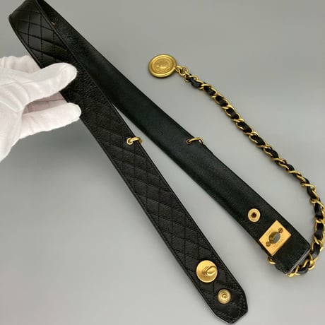 CHANEL (シャネル) ヴィンテージ マトラッセ ココマーク ターンロック チェーン ベルト