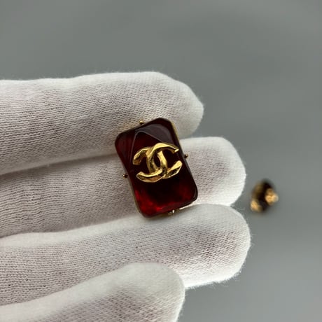 CHANEL (シャネル) ヴィンテージ カラーストーン グリポア ココマーク イヤリング