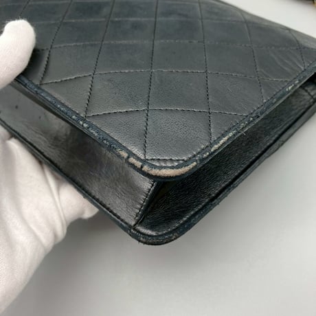 CHANEL (シャネル) ヴィンテージ ダブルターンロック ココマーク ラムスキン ハンドバッグ ショルダーバッグ
