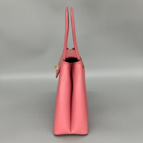 CHANEL (シャネル) ヴィンテージ ターンロック ココマーク ケリー ピンク ハンドバッグ