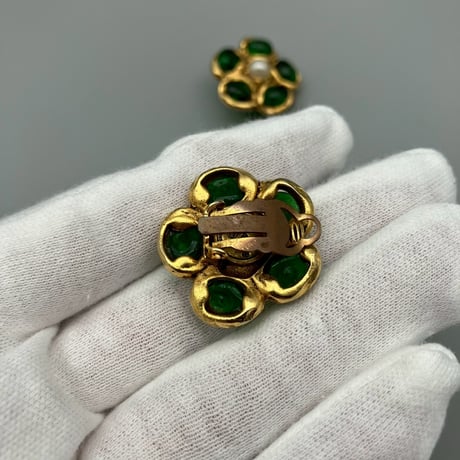 CHANEL (シャネル) ヴィンテージ グリポア カラーストーン パール イヤリング