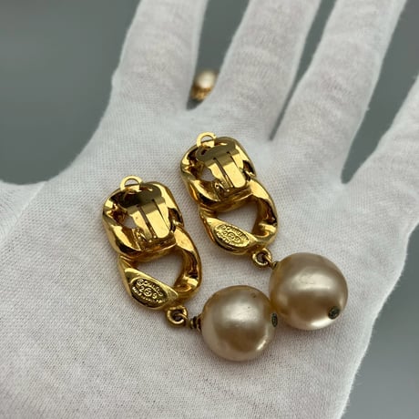 CHANEL (シャネル) ヴィンテージ ココマーク パール チェーン イヤリング 5点セット