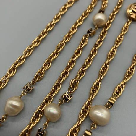 CHANEL (シャネル) ヴィンテージ ココマーク パール イヤリング ネックレス 3点セット