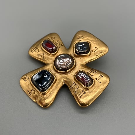 CHANEL (シャネル) ヴィンテージ グリポア カラーストーン 31 RUE CAMBON ココマーク ブローチ