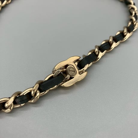 CHANEL (シャネル) ヴィンテージ ココマーク ターンロック レザー ネックレス チョーカー