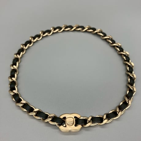 CHANEL (シャネル) ヴィンテージ ココマーク ターンロック レザー ネックレス チョーカー