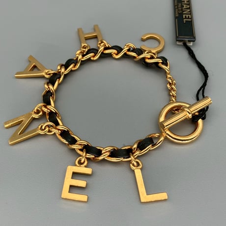 CHANEL (シャネル) ヴィンテージ ロゴ レザー ブレスレット