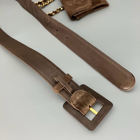CHANEL (シャネル) ヴィンテージ スエード マルチポーチ ココマーク ベルト
