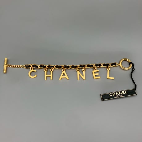 CHANEL (シャネル) ヴィンテージ ロゴ レザー ブレスレット