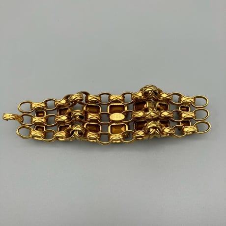 CHANEL (シャネル) ヴィンテージ ラインストーン マトラッセ 三連チェーン ブレスレット バングル