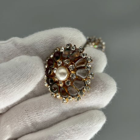 CHANEL (シャネル) ヴィンテージ グリポア カラーストーン ラインストーン パール イヤリング