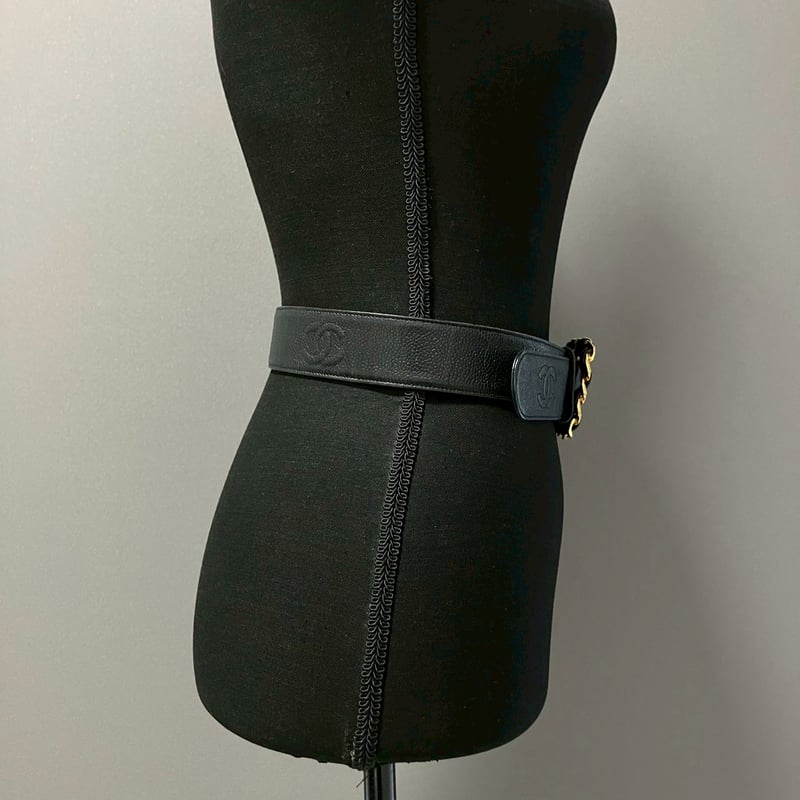 CHANEL (シャネル) ヴィンテージ キャビアスキン ココマーク ベルト