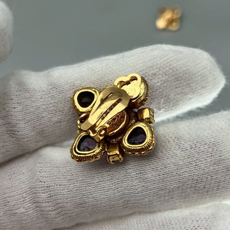CHANEL (シャネル) ヴィンテージ カラーストーン グリポア ラインストーン イヤリング