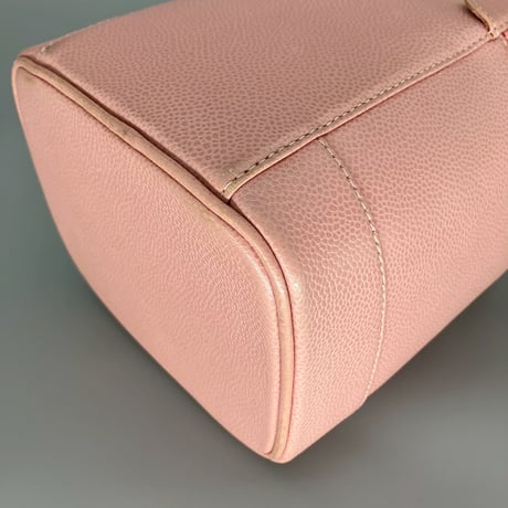 CHANEL (シャネル) ヴィンテージ デカココ ココマーク キャビアスキン ピンク ハンドバッグ バニティ