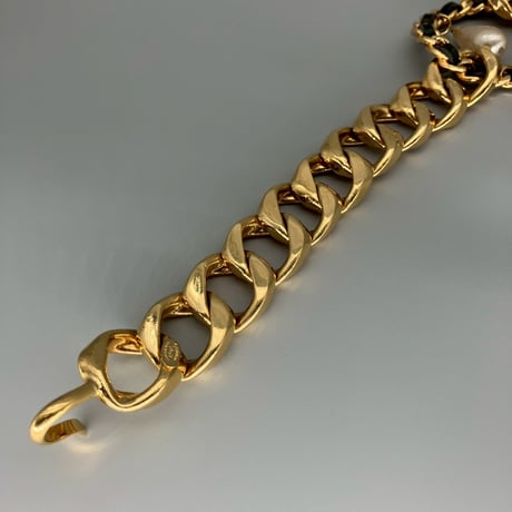 CHANEL (シャネル) ヴィンテージ レザー パール サークル チェーンベルト