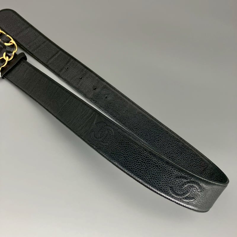 CHANEL (シャネル) ヴィンテージ キャビアスキン ココマーク ベルト