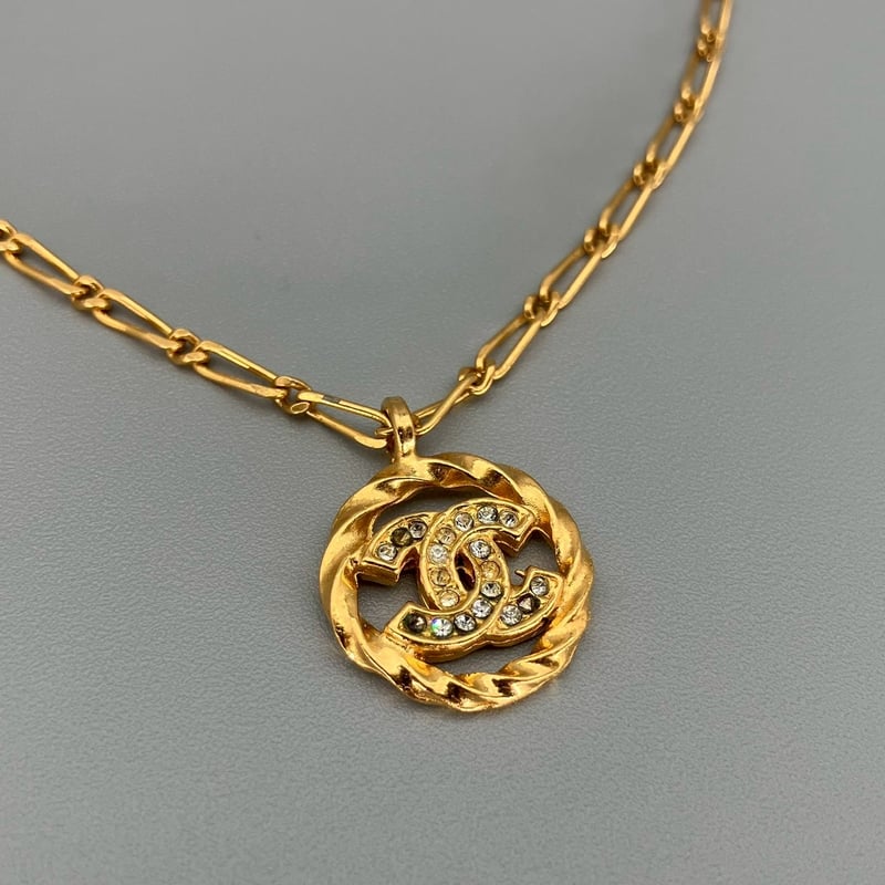 CHANEL 金メッキ　ラインストーン　ネックレス　シャネル　ヴィンテージ CHANEL (シャネル) ヴィンテージ ココマーク ラインストーン