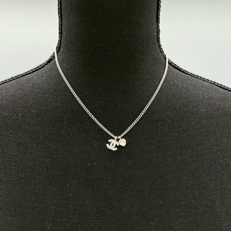 CHANEL (シャネル) ヴィンテージ ラインストーン ココマーク ハート ネックレス