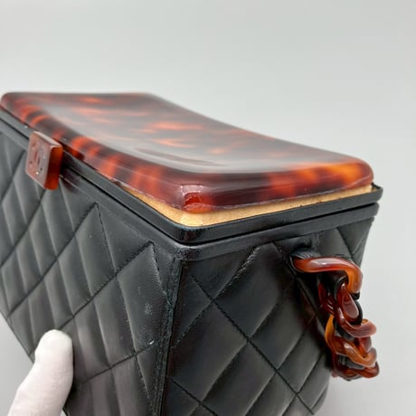CHANEL (シャネル) ヴィンテージ べっ甲 ココマーク ラムスキン ハンドバッグ バニティ