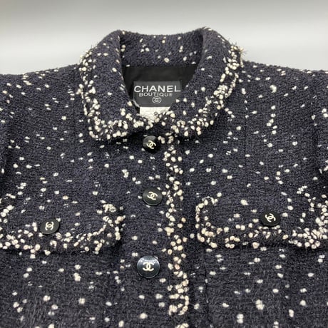 CHANEL (シャネル) ヴィンテージ 水玉 ココボタン ツイード ジャケット
