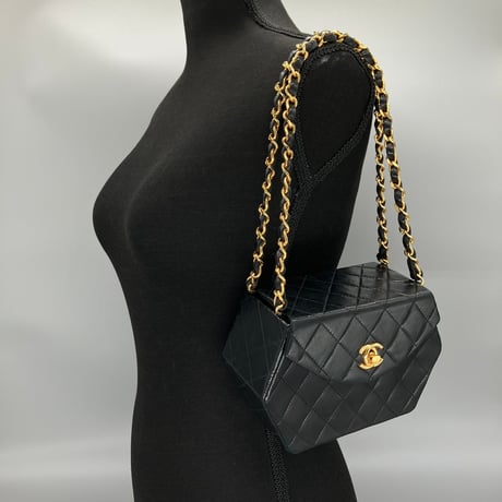 CHANEL (シャネル) ヴィンテージ ミニマトラッセ ターンロック ココマーク ダブルチェーン ショルダーバッグ
