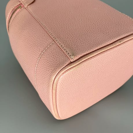 CHANEL (シャネル) ヴィンテージ デカココ ココマーク キャビアスキン ピンク ハンドバッグ バニティ