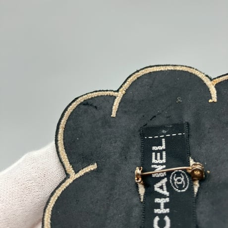 CHANEL (シャネル) ヴィンテージ ココマーク カメリア ブラック ブローチ