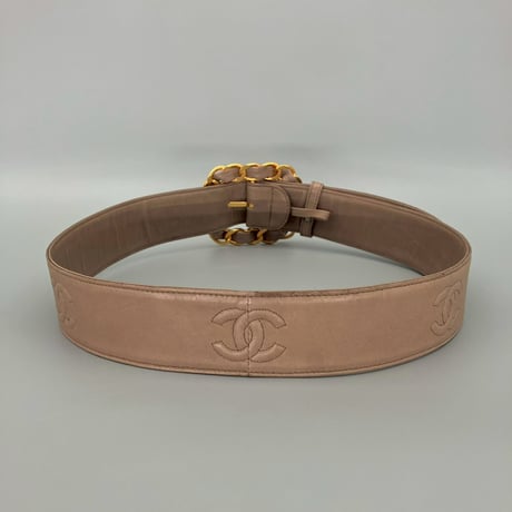 CHANEL (シャネル) ヴィンテージ ラムスキン ココマーク ロゴ ベルト