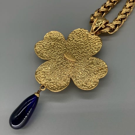 CHANEL (シャネル) ヴィンテージ カラーストーン グリポア フラワー パール ロングチェーン ネックレス