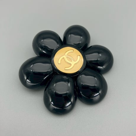 CHANEL (シャネル) ヴィンテージ カメリア ココマーク ブラック ブローチ