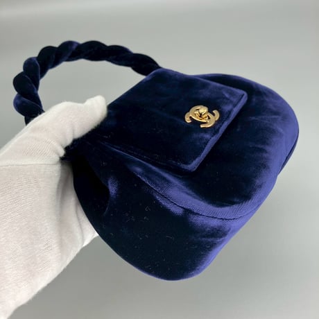 CHANEL (シャネル) ヴィンテージ ベロア ベルベット ツイスト ターンロック ココマーク ハンドバッグ