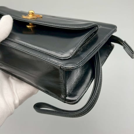 CHANEL (シャネル) ヴィンテージ ターンロック ココマーク レザー クラッチバッグ ハンドバッグ