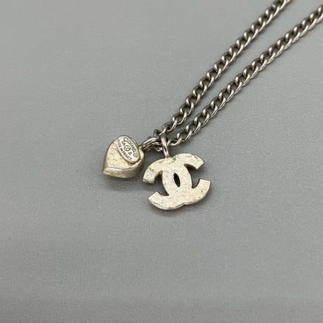 CHANEL (シャネル) ヴィンテージ ラインストーン ココマーク ハート ネックレス