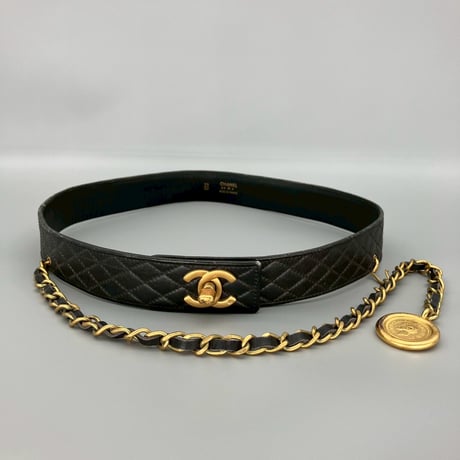 CHANEL (シャネル) ヴィンテージ マトラッセ ターンロック ココマーク チェーン ベルト