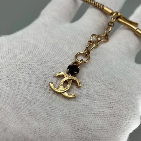 CHANEL (シャネル) ヴィンテージ カラーストーン グリポア パール ココマーク ネックレス