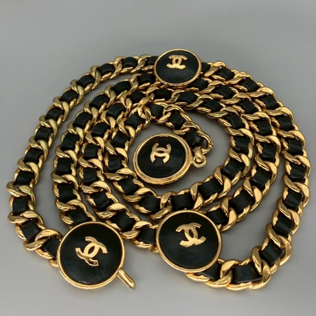 CHANEL (シャネル) ヴィンテージ ココマーク レザー チェーンベルト