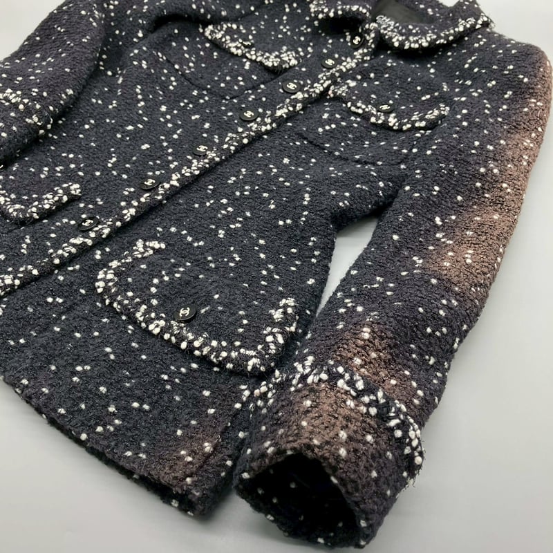 CHANEL (シャネル) ヴィンテージ ツイード 粉雪 ココボタン ジャケット