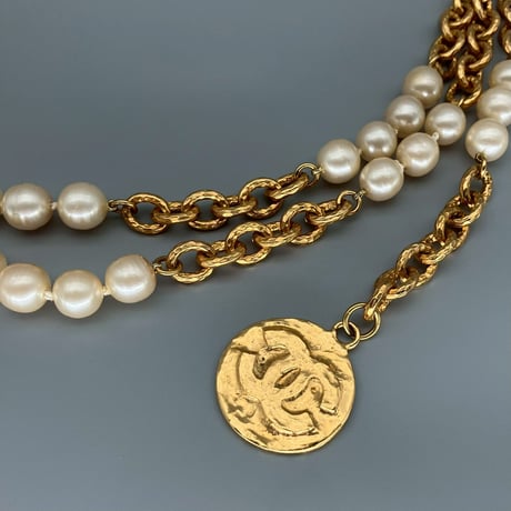 CHANEL (シャネル) ヴィンテージ パール ココマーク チェーンベルト