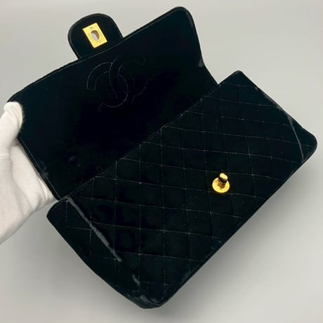 CHANEL (シャネル) ヴィンテージ ベロア ターンロック ココマーク 親子バッグ ハンドバッグ