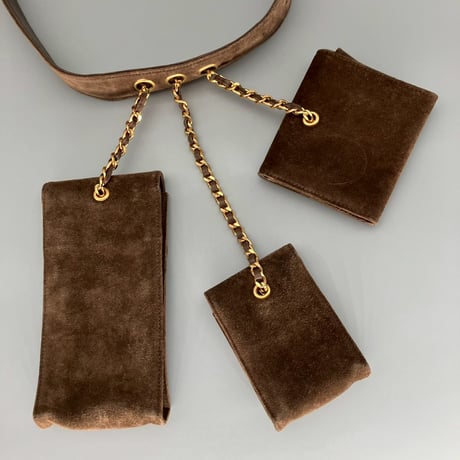CHANEL (シャネル) ヴィンテージ スエード マルチポーチ ココマーク ベルト