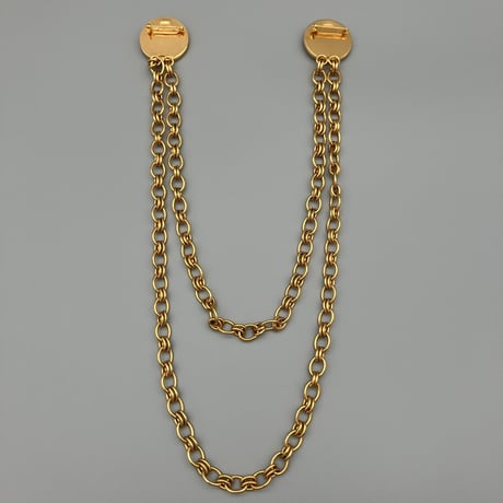 CHANEL (シャネル) ヴィンテージ フクロウ ラインストーン ダブルチェーン ブローチ