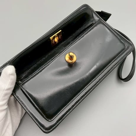 CHANEL (シャネル) ヴィンテージ ターンロック ココマーク レザー クラッチバッグ ハンドバッグ