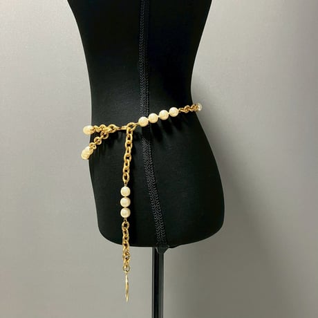 CHANEL (シャネル) ヴィンテージ パール ココマーク チェーンベルト