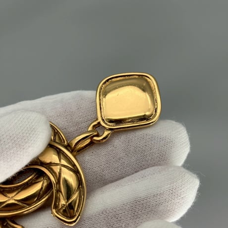 CHANEL (シャネル) ヴィンテージ マトラッセ ココマーク デカココ スイング イヤリング