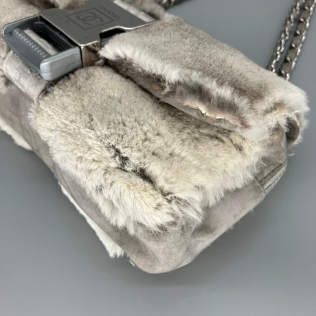 CHANEL (シャネル) ヴィンテージ スポーツライン ファー ココマーク ダブルチェーン ショルダーバッグ