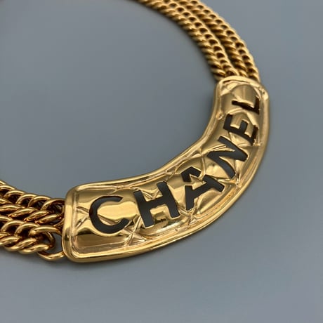 CHANEL (シャネル) ヴィンテージ ビッグロゴ 2連チェーン ネックレス チョーカー