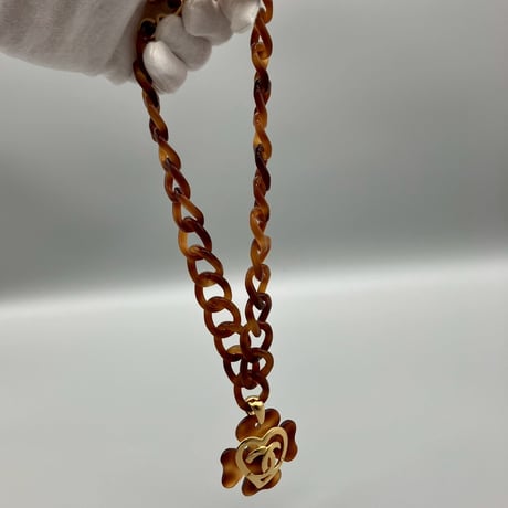 CHANEL (シャネル) ヴィンテージ べっ甲 クローバー ココマーク ハート ネックレス