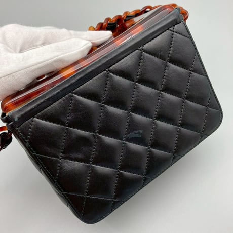 CHANEL (シャネル) ヴィンテージ べっ甲 ココマーク ラムスキン ハンドバッグ バニティ