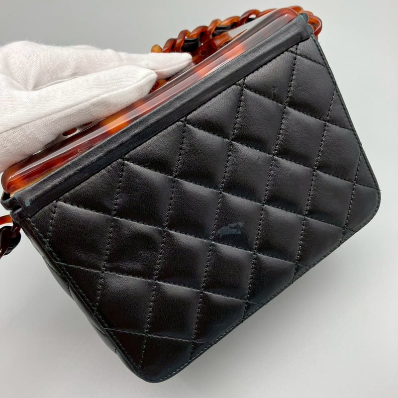 CHANEL (シャネル) ヴィンテージ べっ甲 ココマーク ラムスキン